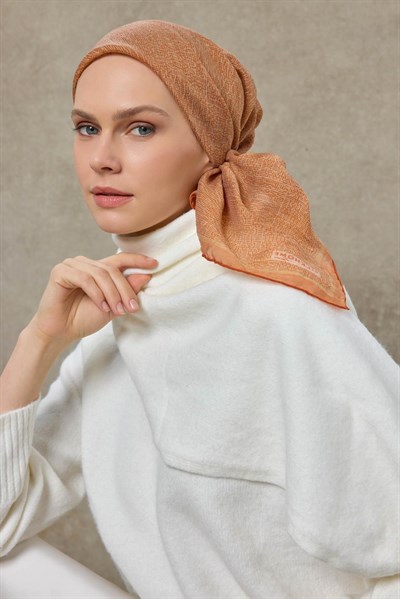 Tencel Monare Eşarp Labirent Desen Yavruağzı 90X90