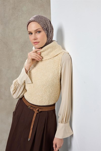 Tencel Monare Eşarp Madalyon Desen Çikolata Kahve 90X90
