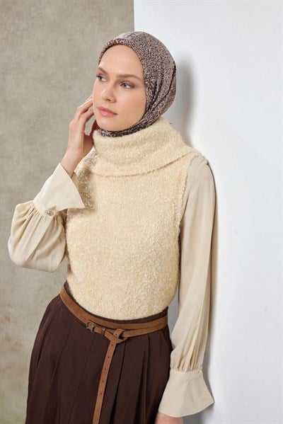 Tencel Monare Eşarp Madalyon Desen Çikolata Kahve 90X90