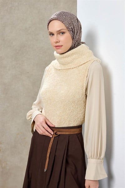 Tencel Monare Eşarp Madalyon Desen Çikolata Kahve 90X90