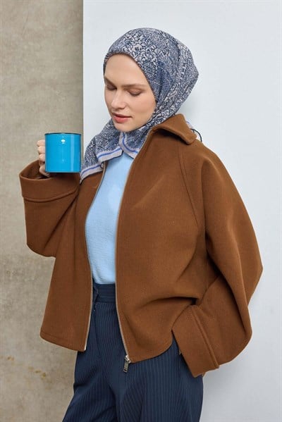 Tencel Monare Eşarp Madalyon Desen Ekru 90X90