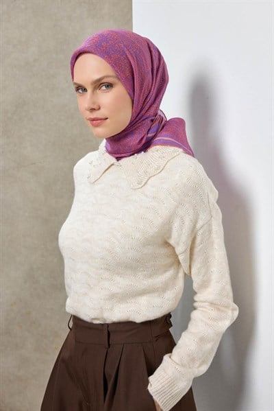 Tencel Monare Eşarp Madalyon Desen Funda 90X90