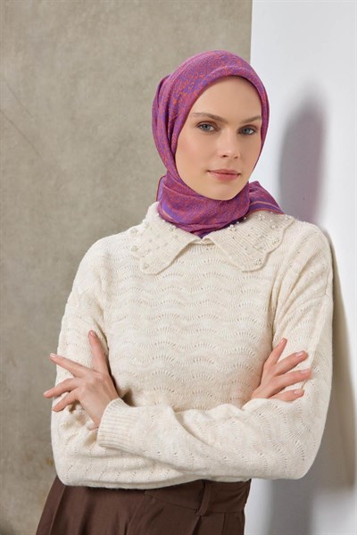 Tencel Monare Eşarp Madalyon Desen Funda 90X90