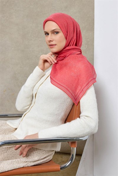 Tencel Monare Eşarp Madalyon Desen Gül Kurusu 90X90