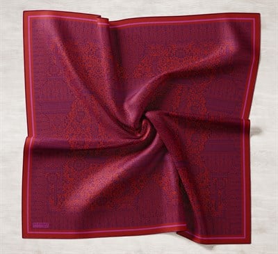 Tencel Monare Eşarp Madalyon Desen Kırmızı 90X90