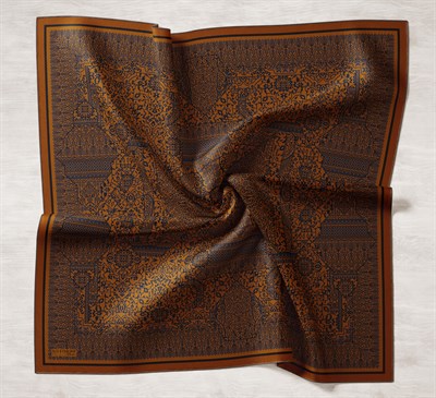 Tencel Monare Eşarp Madalyon Desen Taba 90X90