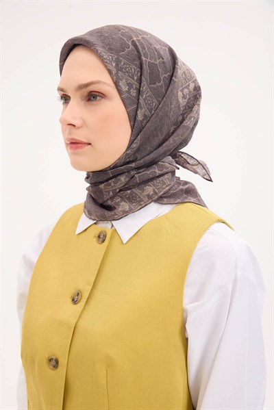 Tencel Monare Eşarp Osmanlı Desen Gri 90X90