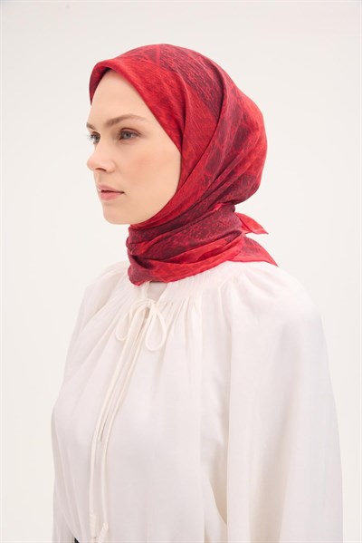 Tencel Monare Eşarp Osmanlı Desen Kırmızı 90X90