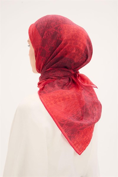 Tencel Monare Eşarp Osmanlı Desen Kırmızı 90X90