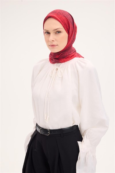 Tencel Monare Eşarp Osmanlı Desen Kırmızı 90X90