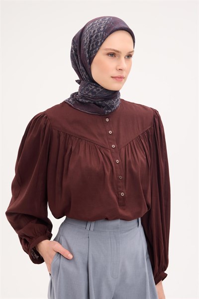 Tencel Monare Eşarp Osmanlı Desen Koyu Bordo 90X90