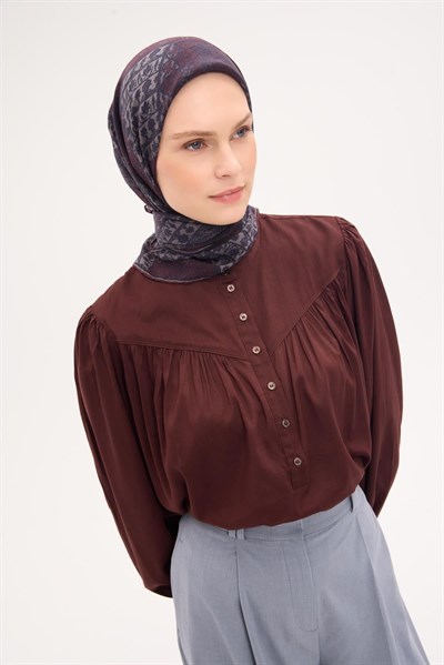 Tencel Monare Eşarp Osmanlı Desen Koyu Bordo 90X90