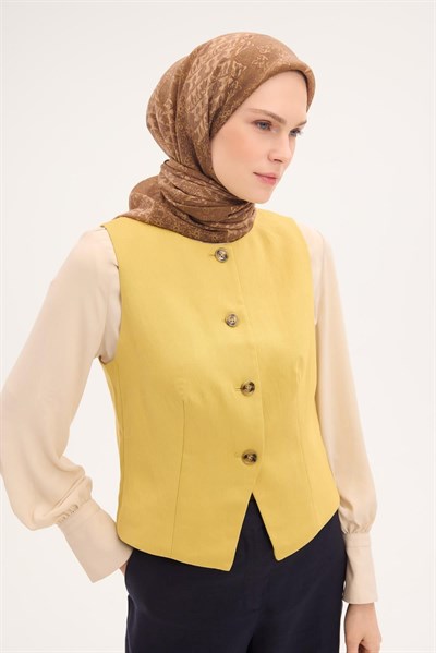 Tencel Monare Eşarp Osmanlı Desen Koyu Vizon 90X90