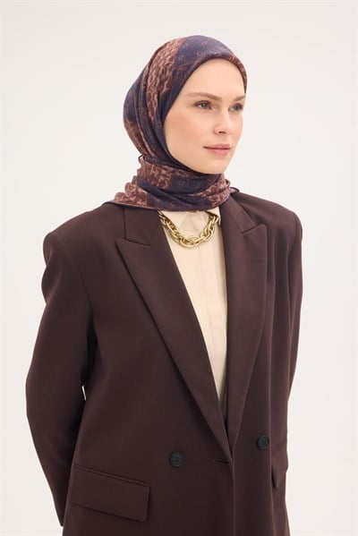 Tencel Monare Eşarp Osmanlı Desen Lacivert 90X90