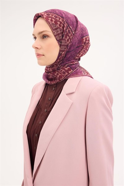 Tencel Monare Eşarp Osmanlı Desen Mor 90X90