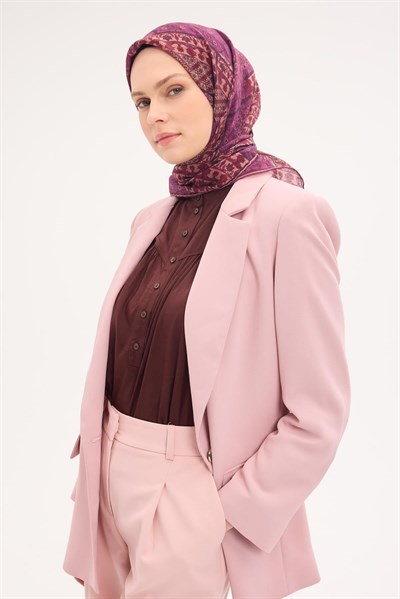 Tencel Monare Eşarp Osmanlı Desen Mor 90X90