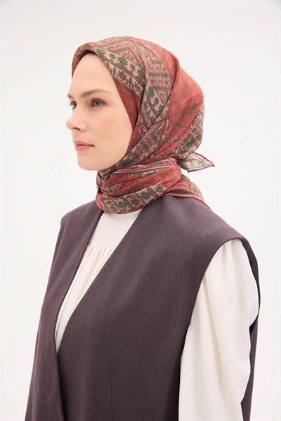 Tencel Monare Eşarp Osmanlı Desen Narçiçeği 90X90
