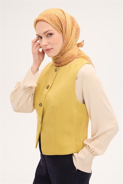 Tencel Monare Eşarp Osmanlı Desen Sarı Turuncu 90X