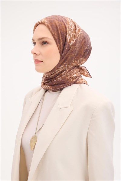 Tencel Monare Eşarp Osmanlı Desen Taba 90X90