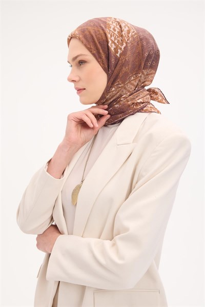Tencel Monare Eşarp Osmanlı Desen Taba 90X90
