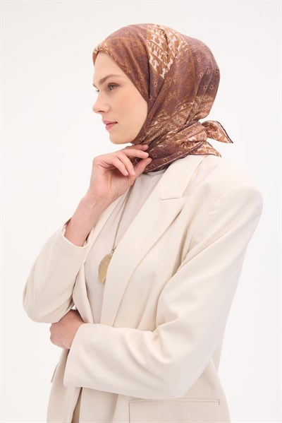 Tencel Monare Eşarp Osmanlı Desen Taba 90X90