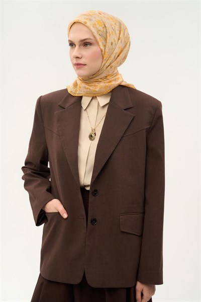 Tencel Monare Eşarp Papatya Desen Butter Yellow 90X90