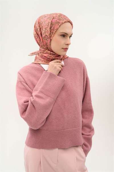 Tencel Monare Eşarp Papatya Desen Haki 90X90