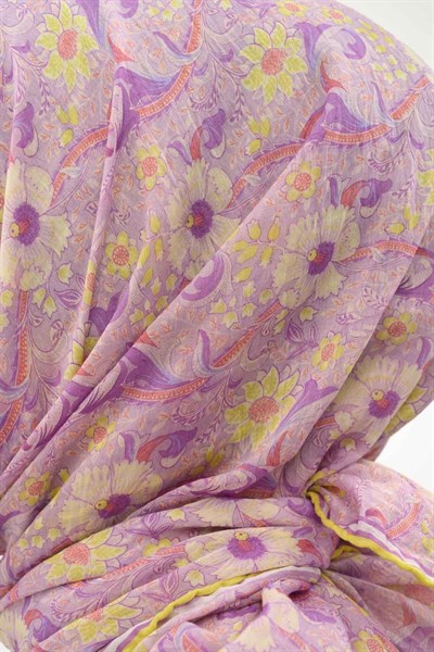 Tencel Monare Eşarp Papatya Desen Lila 90X90