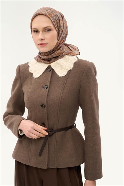 Tencel Monare Eşarp Papatya Desen Mocha Mouse 90X90