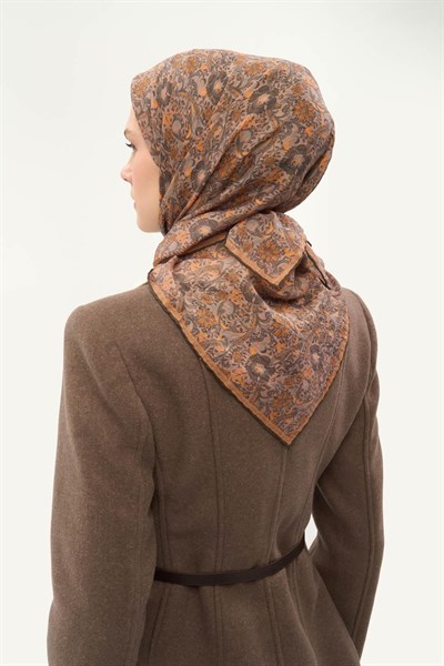 Tencel Monare Eşarp Papatya Desen Mocha Mouse 90X90