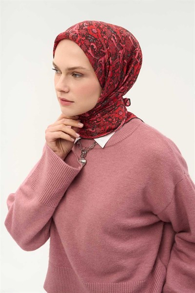 Tencel Monare Eşarp Papatya Desen Siyah 90X90