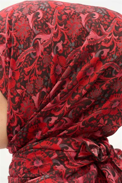 Tencel Monare Eşarp Papatya Desen Siyah 90X90