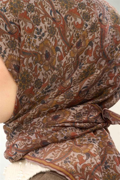 Tencel Monare Eşarp Papatya Desen Taş 90X90