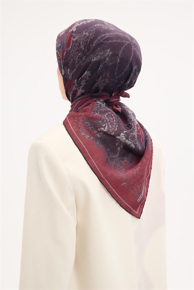 Tencel Monare Eşarp Şal Desen Bordo 90x90
