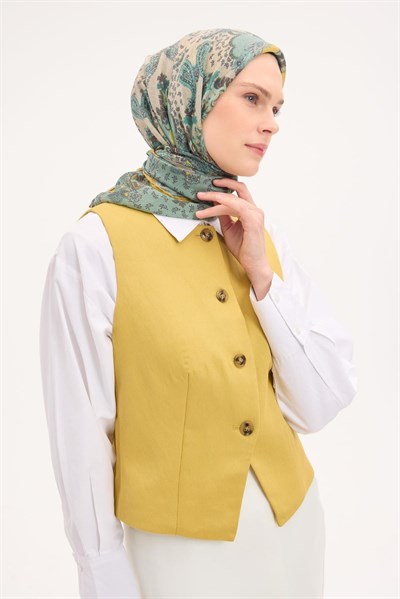 Tencel Monare Eşarp Şal Desen Çağla Yeşili 90x90