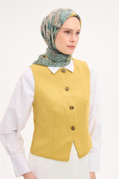 Tencel Monare Eşarp Şal Desen Çağla Yeşili 90x90