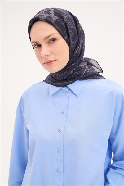 Tencel Monare Eşarp Şal Desen Dumanlı Siyah 90x90