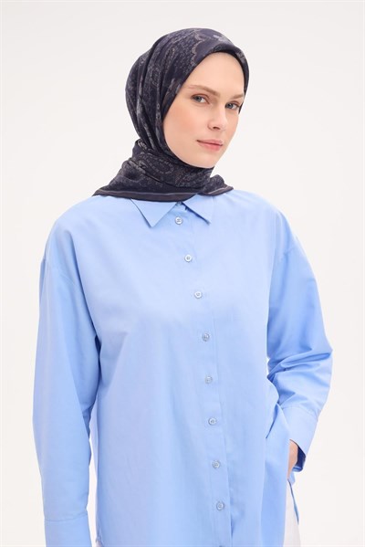 Tencel Monare Eşarp Şal Desen Dumanlı Siyah 90x90