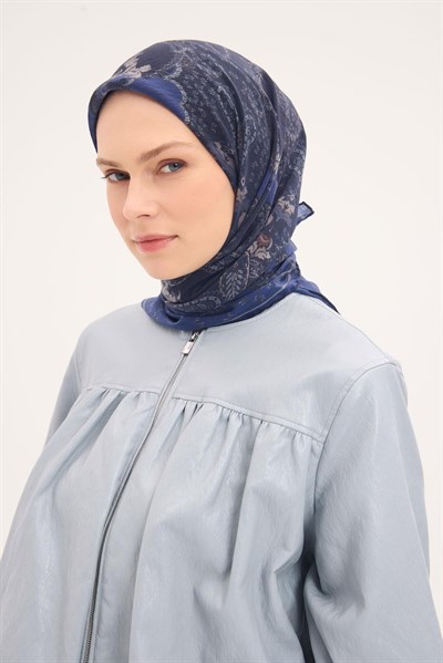 Tencel Monare Eşarp Şal Desen Gece Mavisi 90x90
