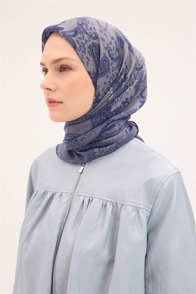 Tencel Monare Eşarp Şal Desen Indigo 90x90