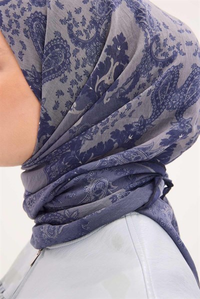Tencel Monare Eşarp Şal Desen Indigo 90x90