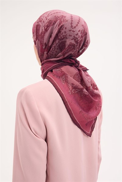 Tencel Monare Eşarp Şal Desen Koyu Fuşya 90x90