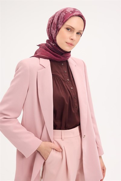 Tencel Monare Eşarp Şal Desen Koyu Fuşya 90x90