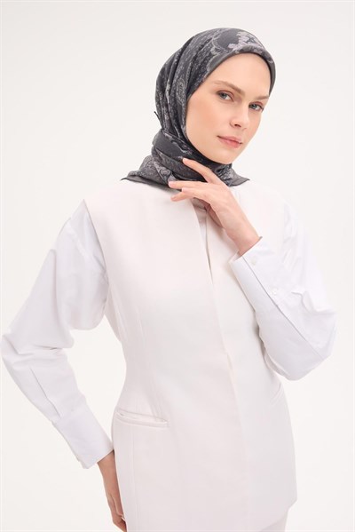 Tencel Monare Eşarp Şal Desen Koyu Yeşil 90x90