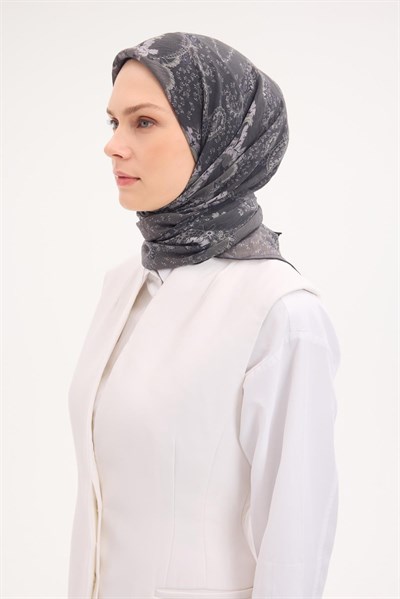 Tencel Monare Eşarp Şal Desen Koyu Yeşil 90x90