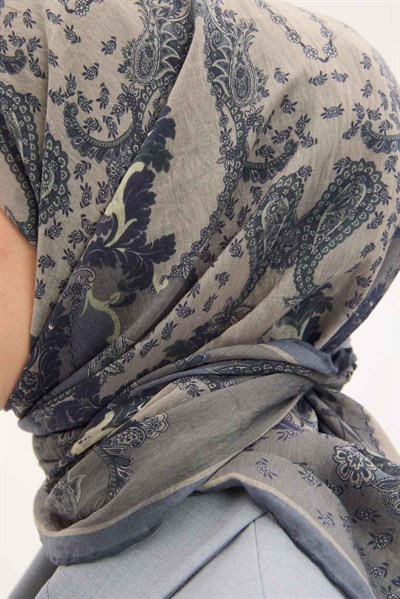 Tencel Monare Eşarp Şal Desen Küf Yeşili 90x90
