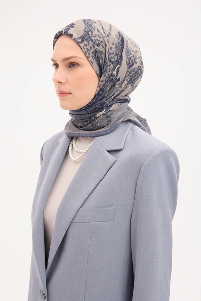 Tencel Monare Eşarp Şal Desen Küf Yeşili 90x90