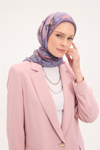 Tencel Monare Eşarp Şal Desen Lila 90x90