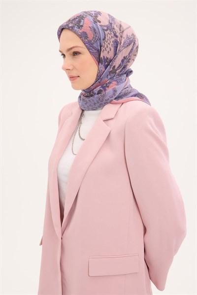 Tencel Monare Eşarp Şal Desen Lila 90x90