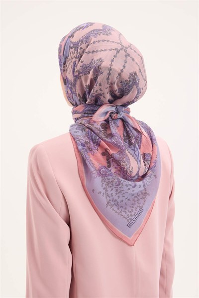 Tencel Monare Eşarp Şal Desen Lila 90x90